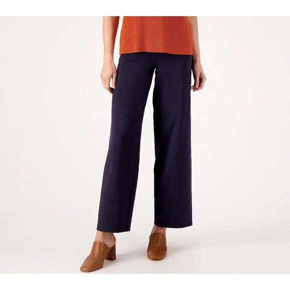 Women with Control Tall Tummy Control Wide Leg Pants Women Large Navy Blue NEW - Picture 1 of 8